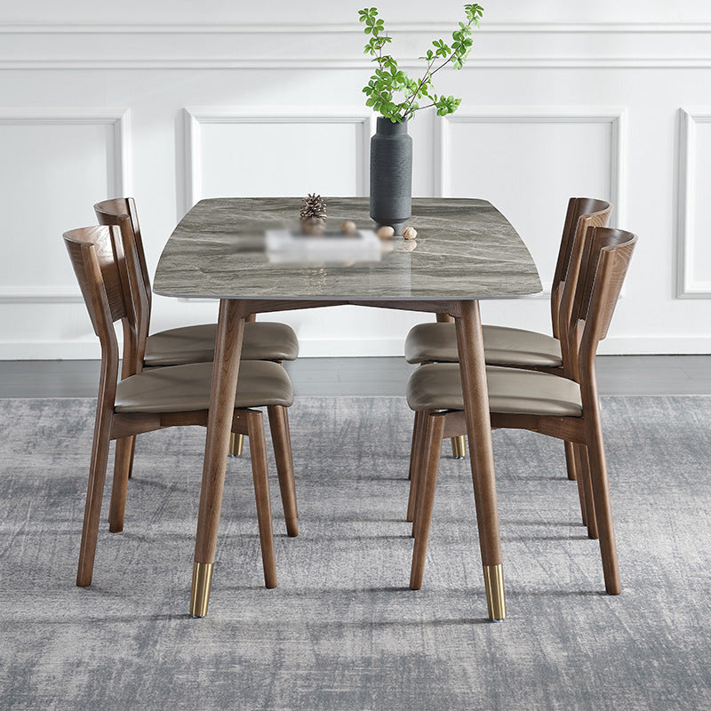 Silla lateral de madera maciza para restaurante contemporáneo, silla de comedor con respaldo abierto natural