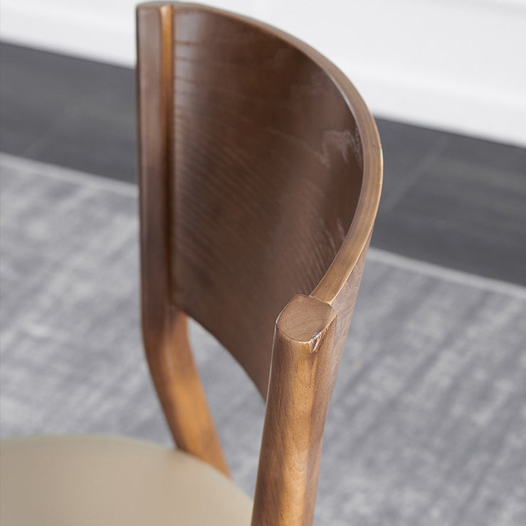 Silla lateral de madera maciza para restaurante contemporáneo, silla de comedor con respaldo abierto natural