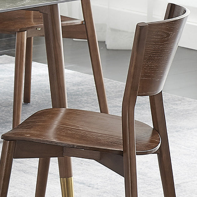 Silla lateral de madera maciza para restaurante contemporáneo, silla de comedor con respaldo abierto natural