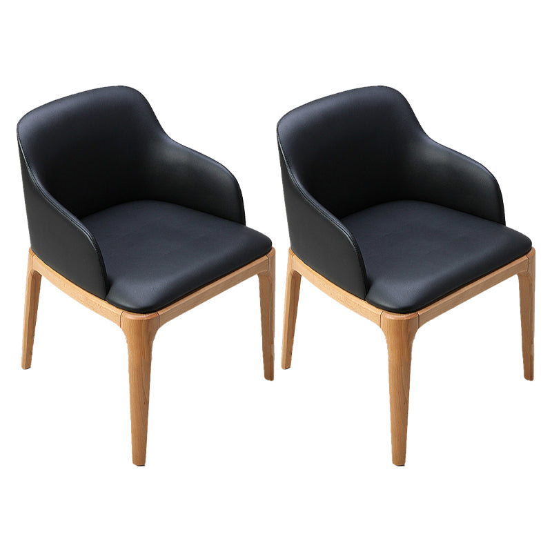 Scandinavian Leather Home Arm Chair Matte Finish Solid Back Dining Chair