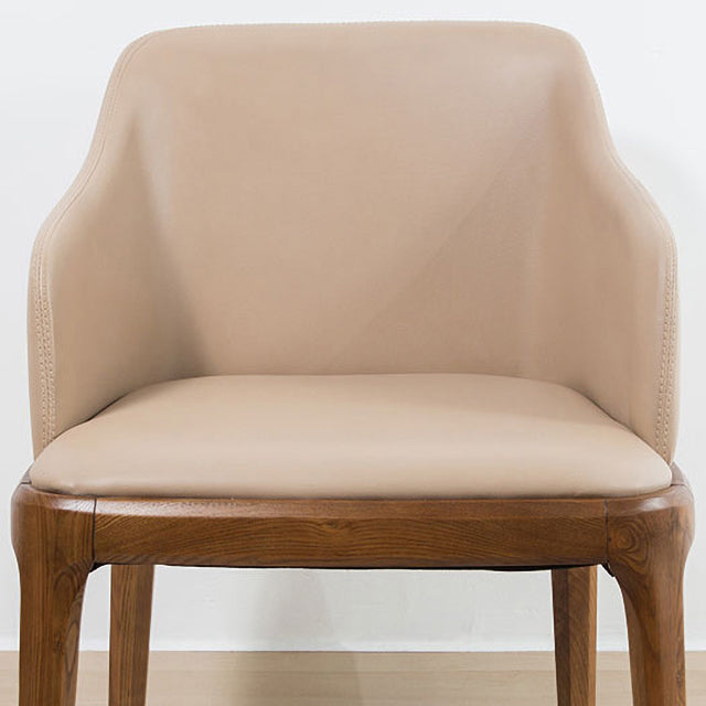 Silla de comedor con respaldo sólido y acabado mate de cuero escandinavo para el hogar