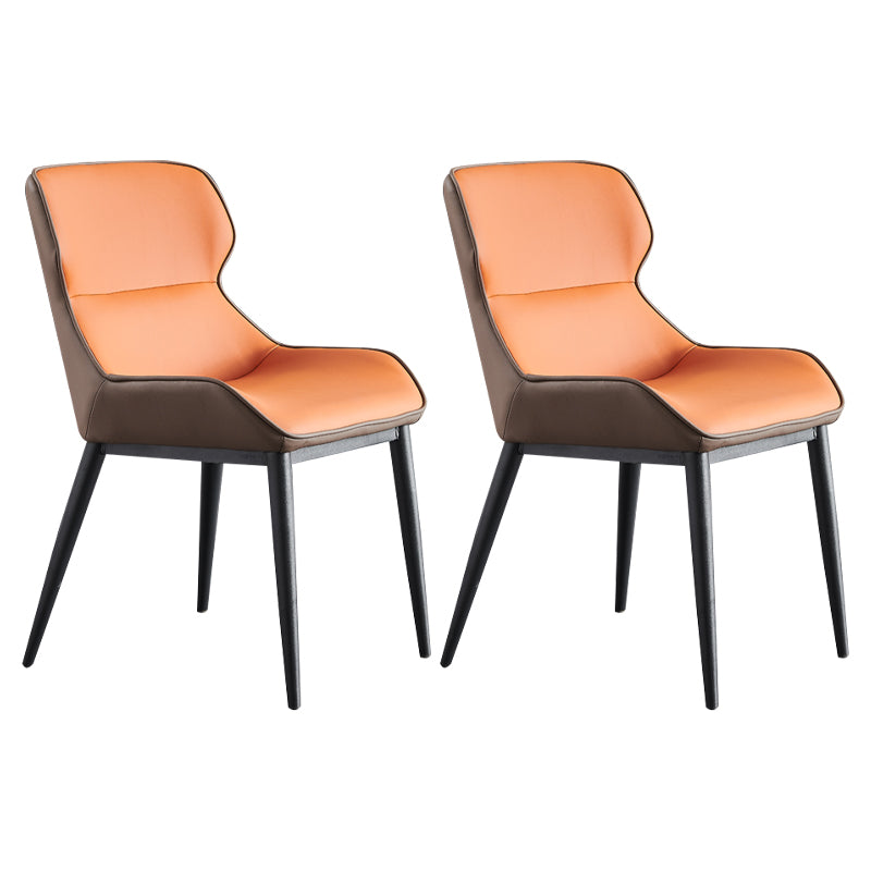 Contemporary Living Room Leather Side Chair Matte Finish Wingback Dining Chair