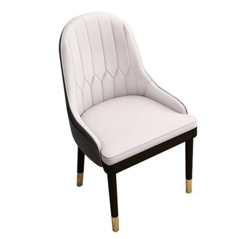 Glam Wood Dining Arm Chairs Faux Leather Dining Room Chairs for Home Use