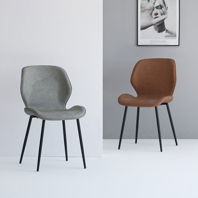 Silla de comedor de cocina de estilo moderno, sillas laterales sin brazos con respaldo de alas, de metal