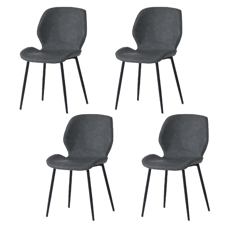 Silla de comedor de cocina de estilo moderno, sillas laterales sin brazos con respaldo de alas, de metal