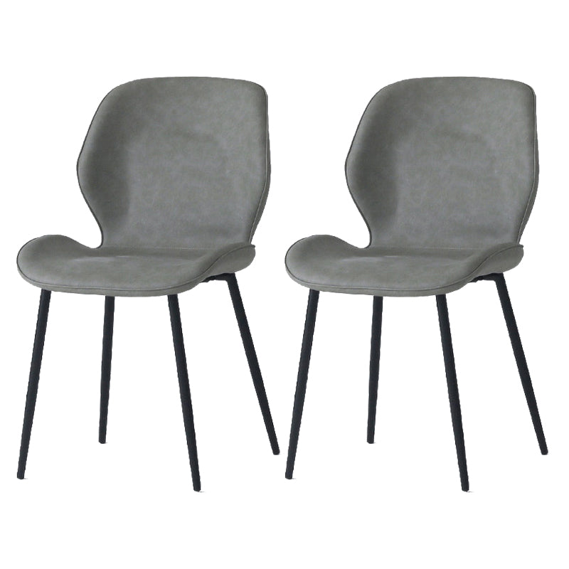 Silla de comedor de cocina de estilo moderno, sillas laterales sin brazos con respaldo de alas, de metal