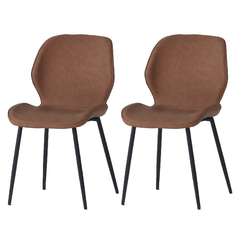Silla de comedor de cocina de estilo moderno, sillas laterales sin brazos con respaldo de alas, de metal
