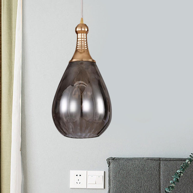 Vintage Teardrop -Anhänger Beleuchtung 1 Glühhöhe Verstellbares Bernstein/Klar/Rauch Wasserglas Schatten Hängende Deckenleuchte