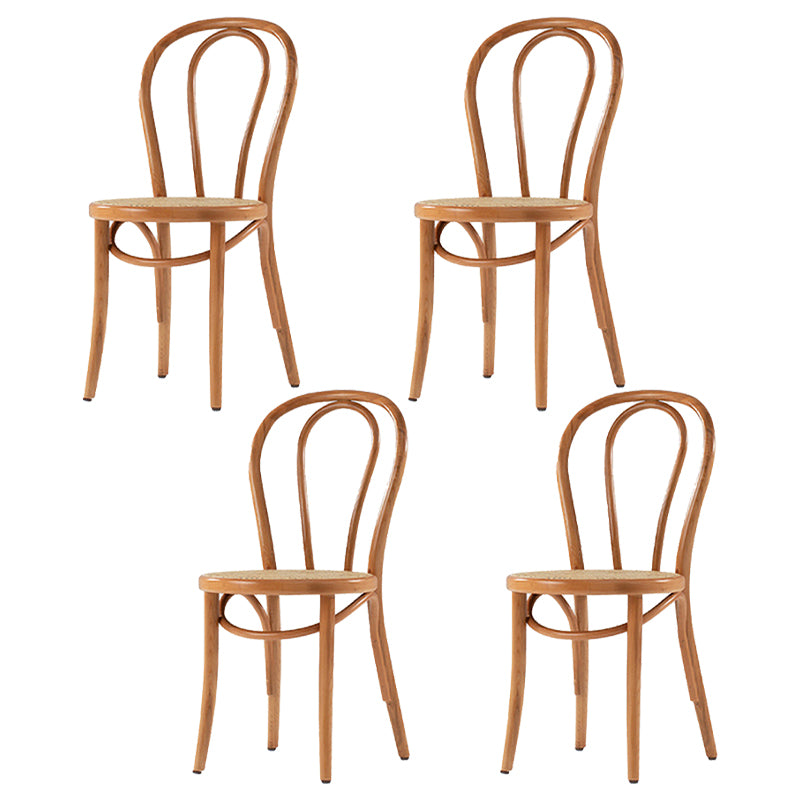Silla de comedor de madera de estilo campestre, silla lateral de comedor con respaldo abierto para uso doméstico