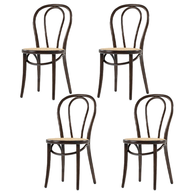Silla de comedor de madera de estilo campestre, silla lateral de comedor con respaldo abierto para uso doméstico