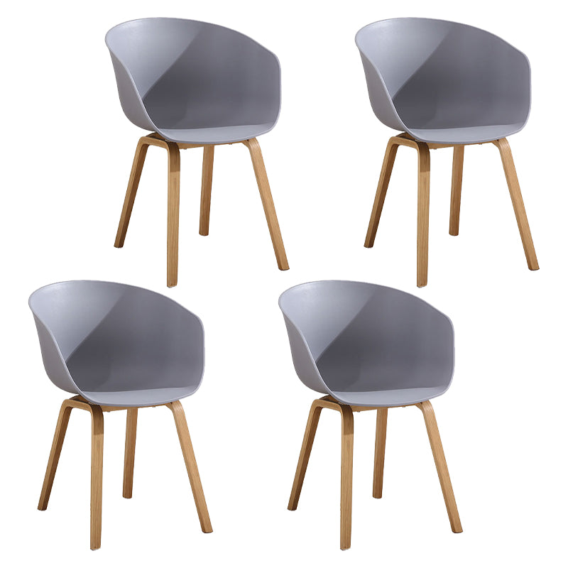 Scandinavische plastic eetgelegen stoel Matte afwerking Solid Back Dining Chair (set van 4)