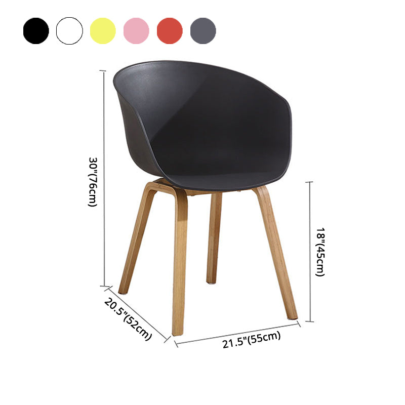 Scandinavische plastic eetgelegen stoel Matte afwerking Solid Back Dining Chair (set van 4)