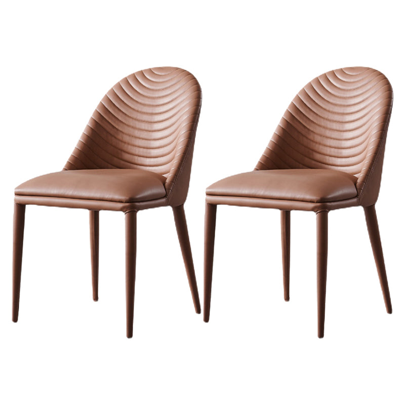 Chaises de salle à manger en cuir de style moderne Chaises rembourrées à dossier solide (Ensemble de 2)