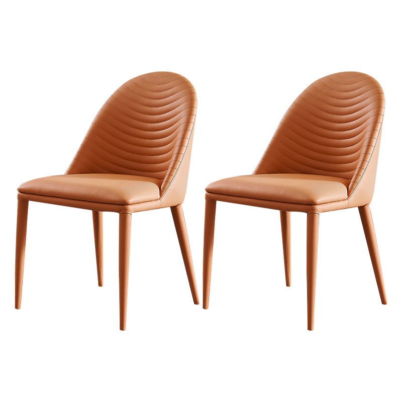 Sillas de comedor de cuero de estilo moderno tapizadas con respaldo sólido (juego de 2)
