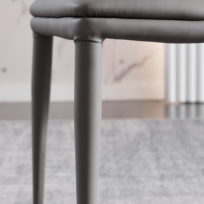 Sillas de comedor de cuero de estilo moderno tapizadas con respaldo sólido (juego de 2)