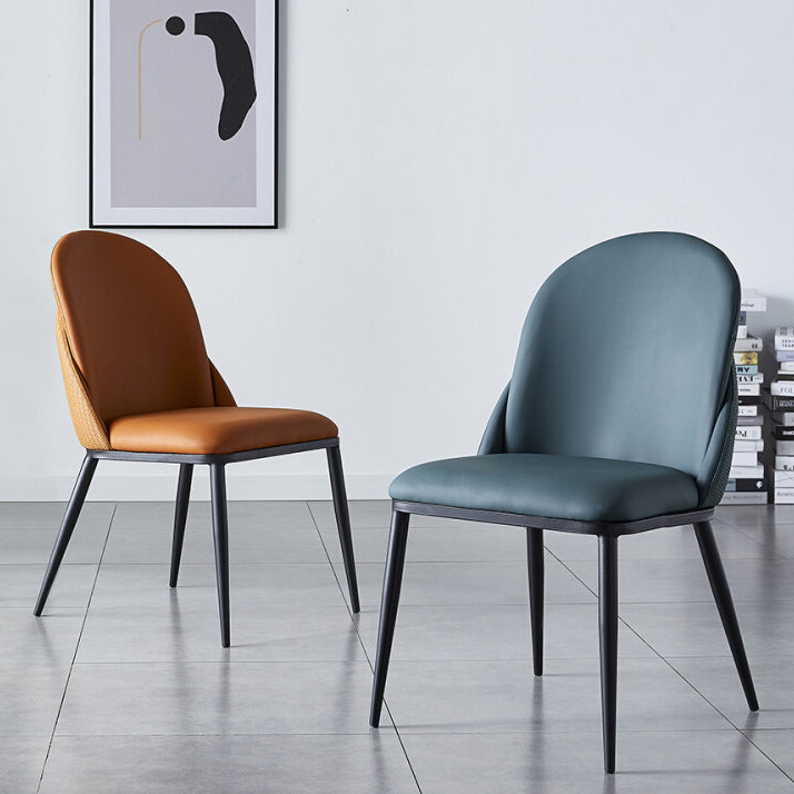 Silla de comedor de estilo moderno, sillas Parsons laterales de metal sin brazos para cocina