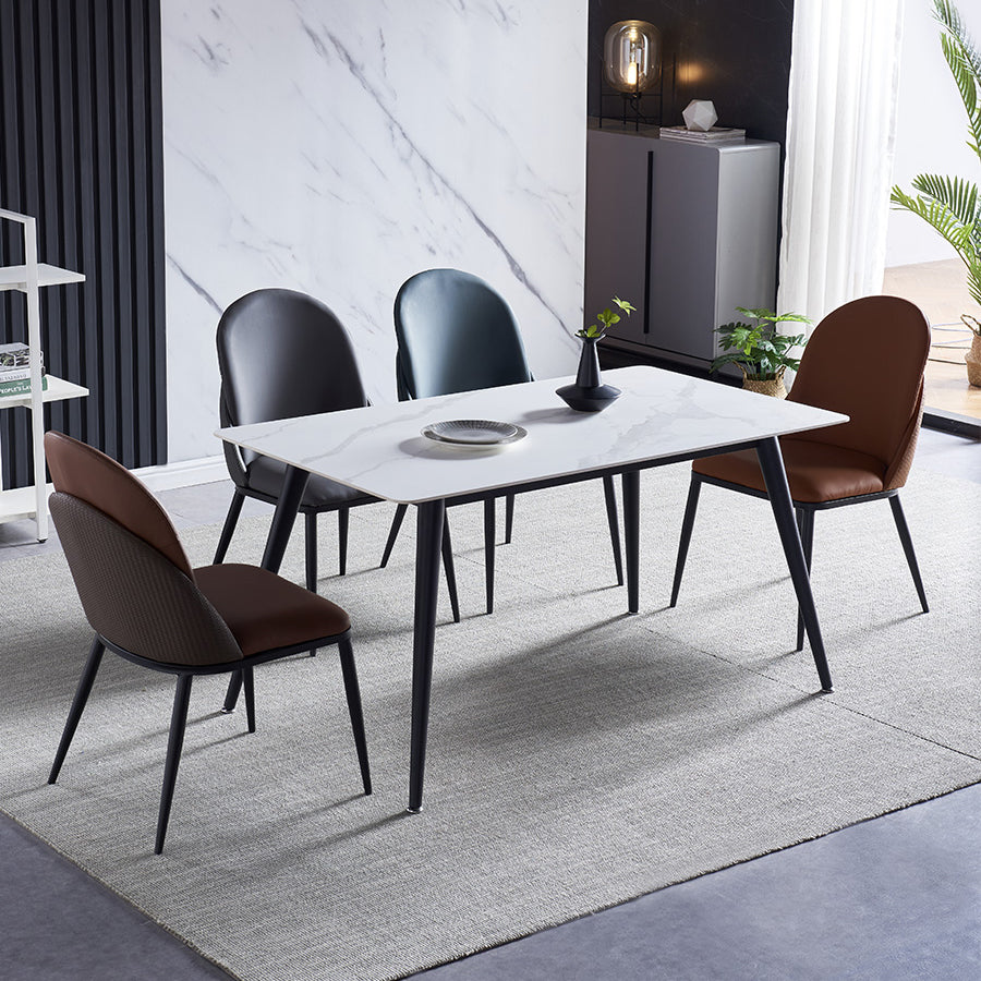 Silla de comedor de estilo moderno, sillas Parsons laterales de metal sin brazos para cocina