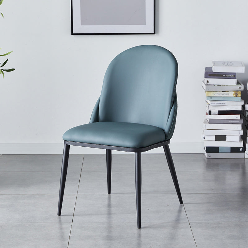 Chaise de salle à manger de style contemporain, chaises Parsons latérales en métal sans accoudoirs pour cuisine