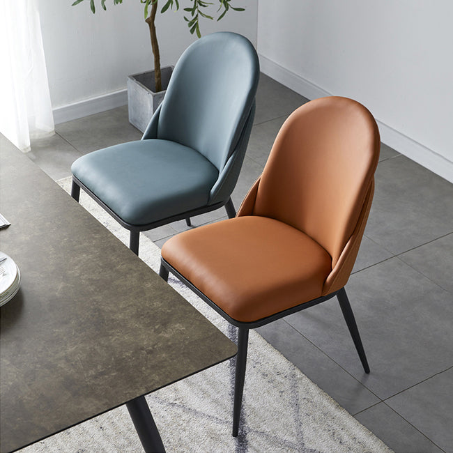 Silla de comedor de estilo moderno, sillas Parsons laterales de metal sin brazos para cocina