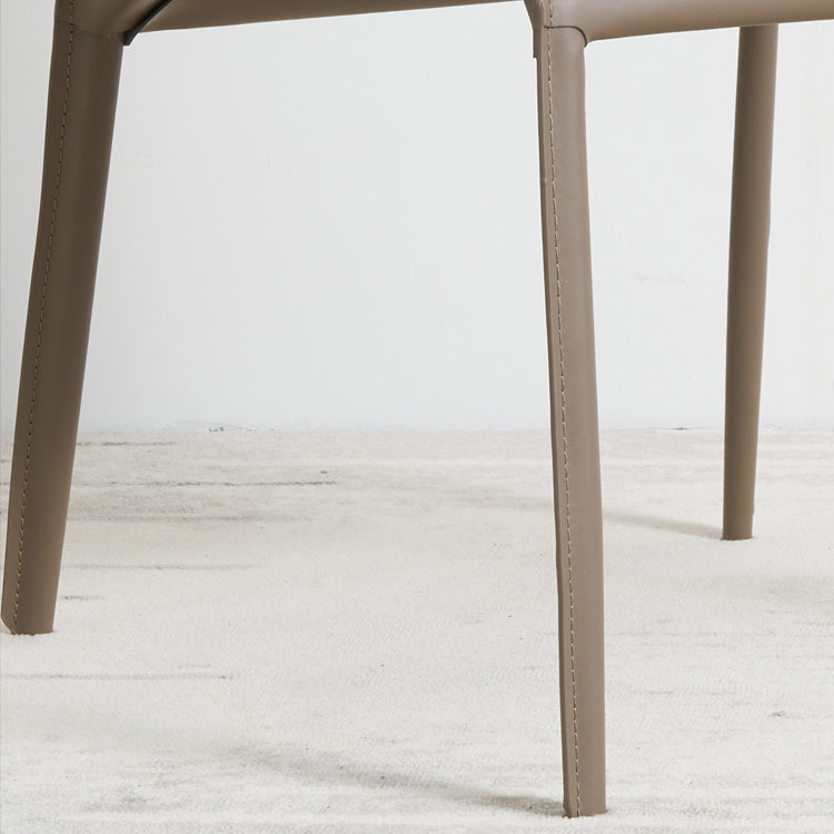 Silla sin brazos de comedor de metal contemporáneo, silla lateral de comedor de cuero para uso doméstico