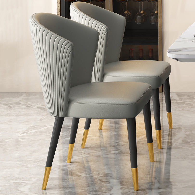 Silla lateral de cuero contemporánea para sala de estar Silla de comedor Wingback