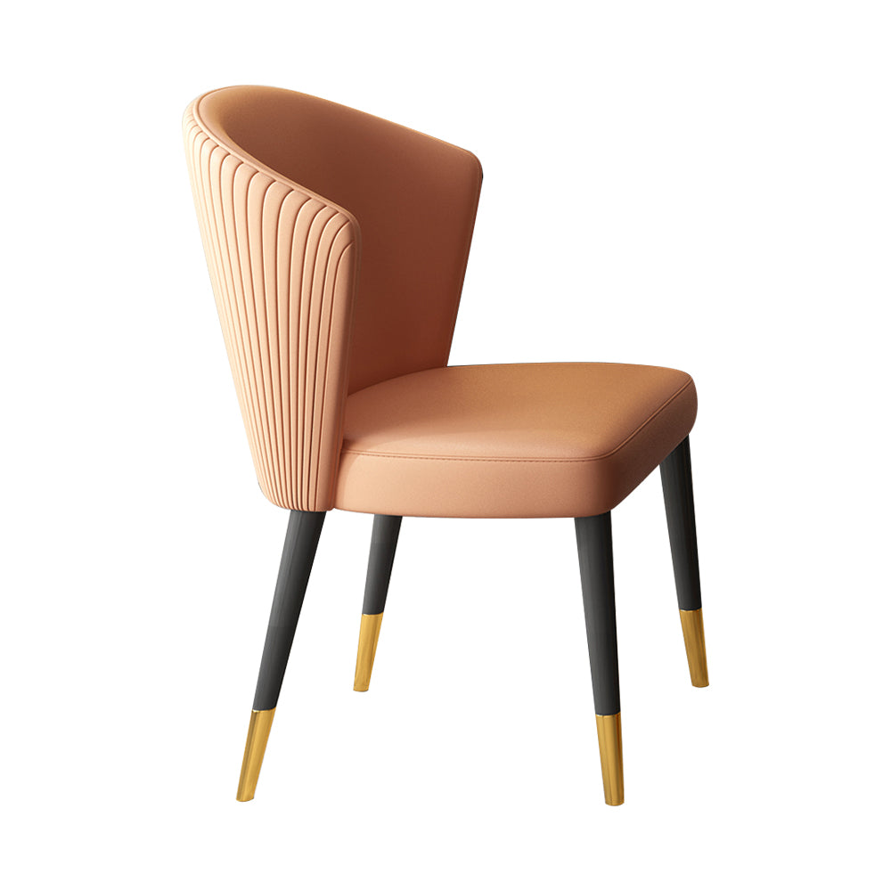 Silla lateral de cuero contemporánea para sala de estar Silla de comedor Wingback