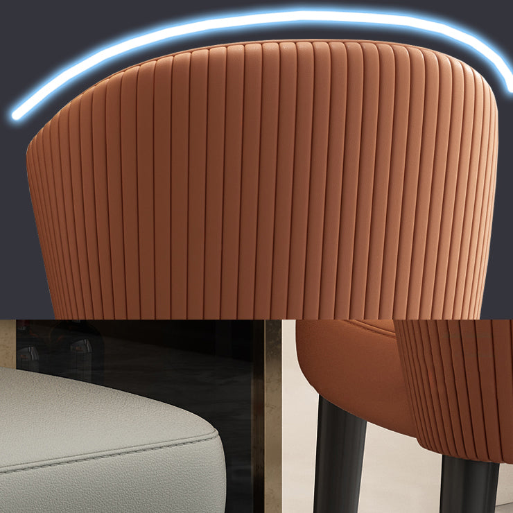 Silla lateral de cuero contemporánea para sala de estar Silla de comedor Wingback