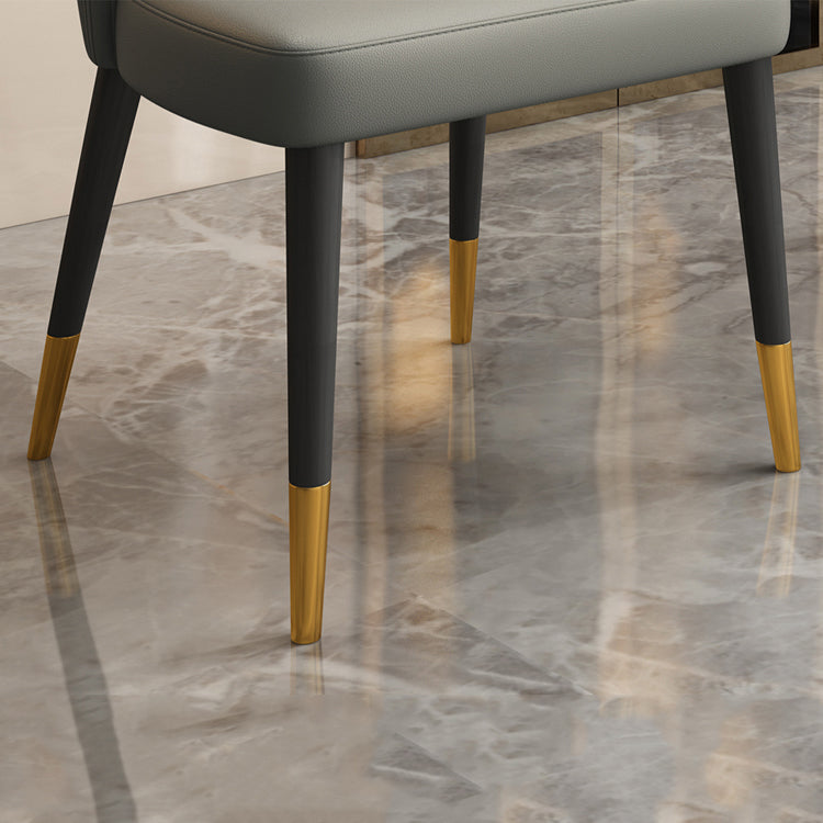 Silla lateral de cuero contemporánea para sala de estar Silla de comedor Wingback