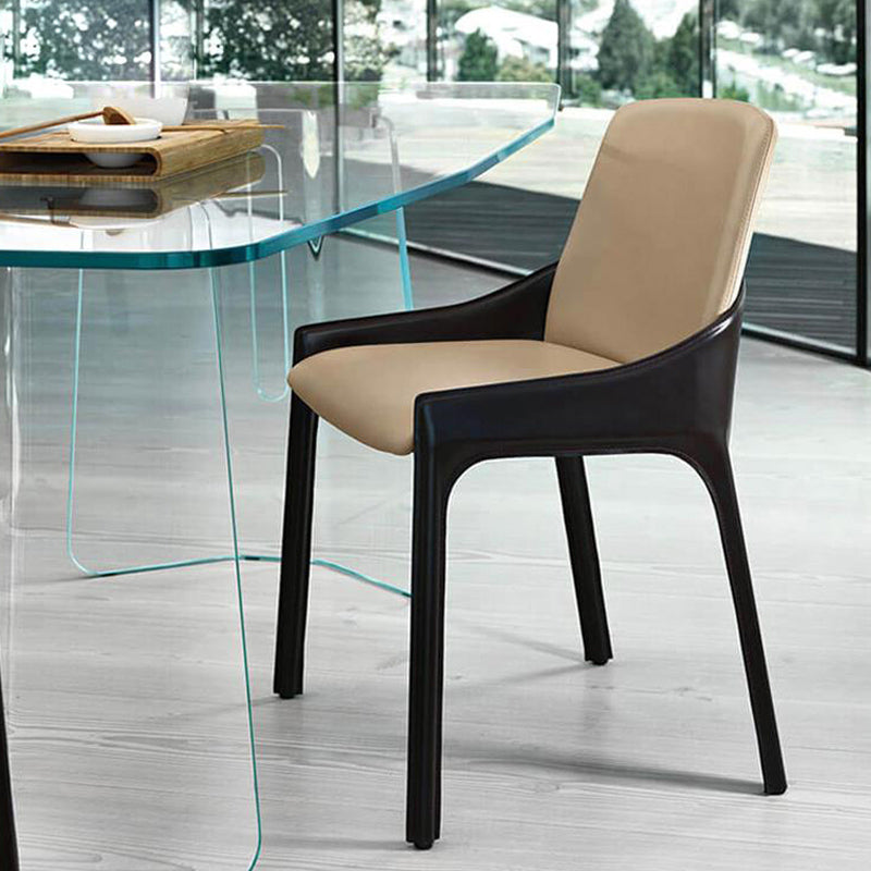 Silla de comedor de metal contemporáneo, sillas de comedor de piel sintética para uso doméstico