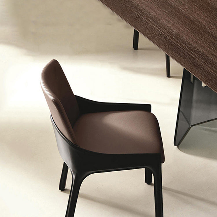 Silla de comedor de metal contemporáneo, sillas de comedor de piel sintética para uso doméstico