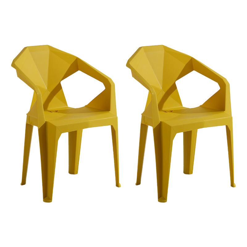 Silla de comedor de plástico de estilo moderno, silla lateral de comedor apilable con brazo para cocina