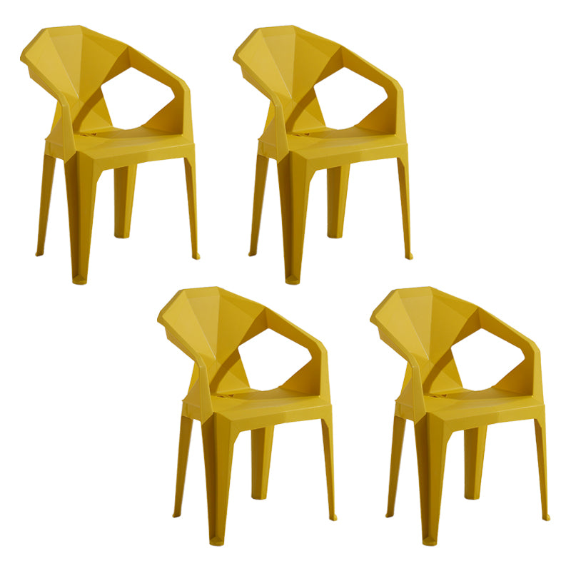 Silla de comedor de plástico de estilo moderno, silla lateral de comedor apilable con brazo para cocina