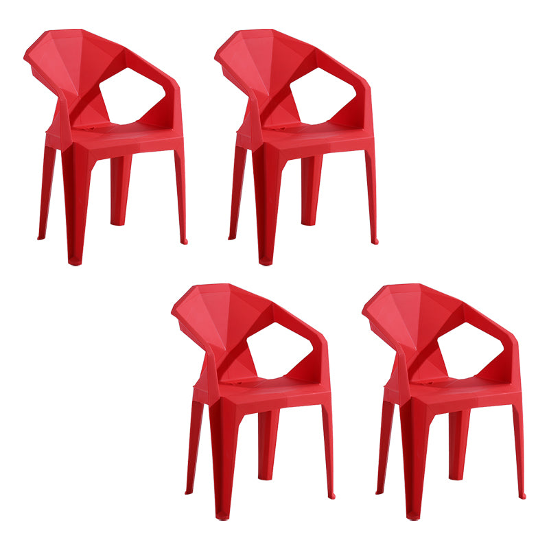 Silla de comedor de plástico de estilo moderno, silla lateral de comedor apilable con brazo para cocina
