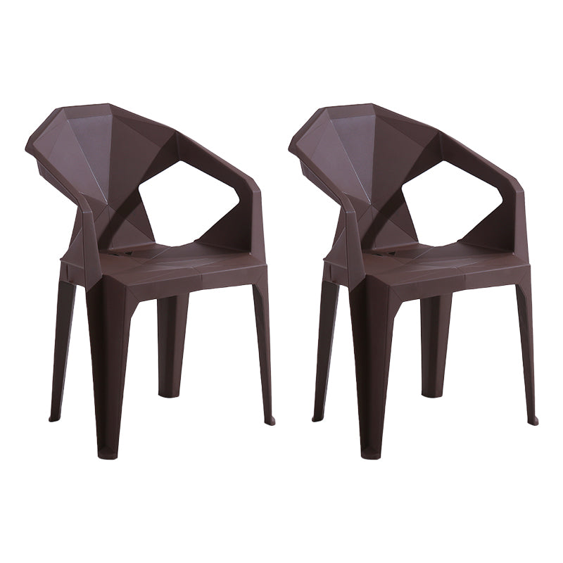Silla de comedor de plástico de estilo moderno, silla lateral de comedor apilable con brazo para cocina