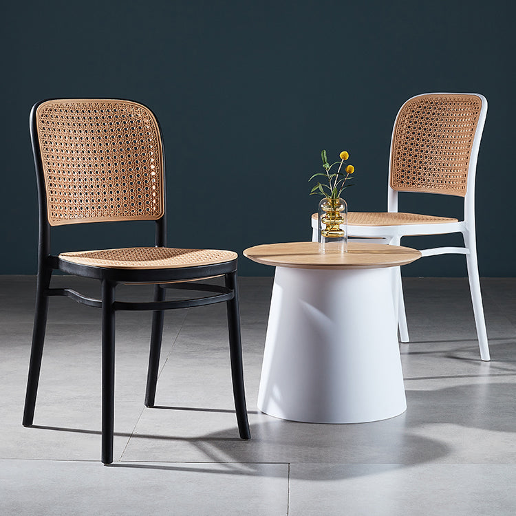 Silla de comedor de estilo moderno, silla lateral sin brazos de comedor de plástico para cocina