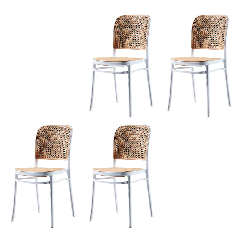 Silla de comedor de estilo moderno, silla lateral sin brazos de comedor de plástico para cocina