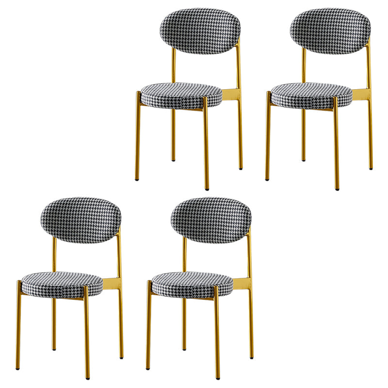 Silla de comedor de cocina estilo Glam, sillas laterales sin brazos de comedor de metal
