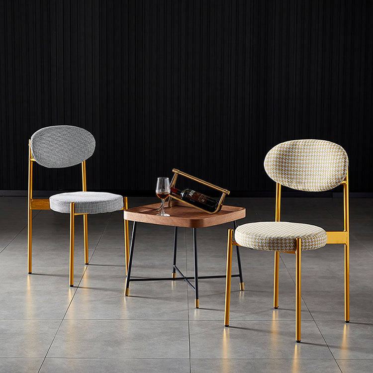 Silla de comedor de cocina estilo Glam, sillas laterales sin brazos de comedor de metal