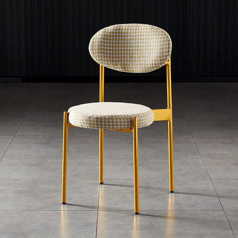 Silla de comedor de cocina estilo Glam, sillas laterales sin brazos de comedor de metal