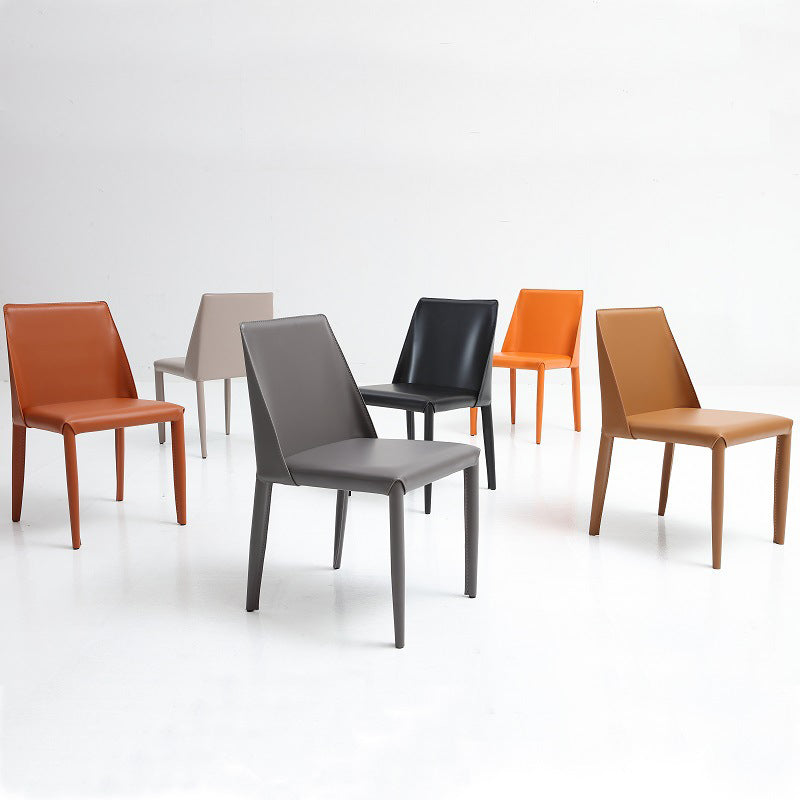 Hedendaagse vaste achterste dinerenstoelen Lederen eetkamerstoelen voor keuken (set van 2)