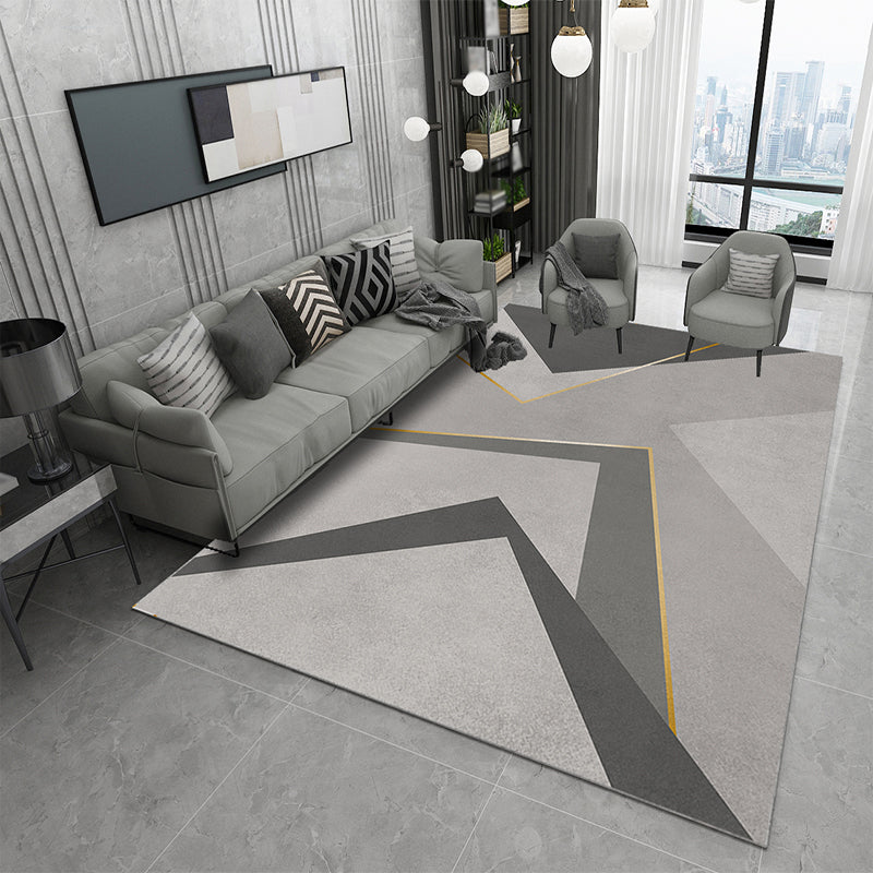Trendy Geometry Print Indoor Rug Polyester Carpet Non-Slip Backing Area Rug for Home Decoration