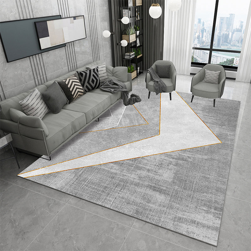 Trendy Geometry Print Indoor Rug Polyester Carpet Non-Slip Backing Area Rug for Home Decoration