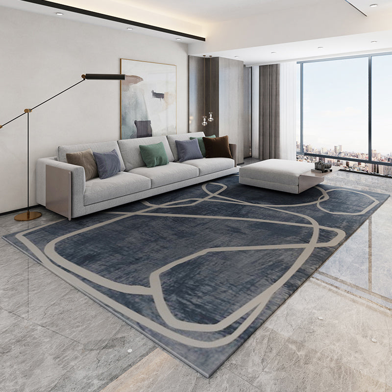 Geometría informal alfombra de poliéster de alfombra de alfombra estampada alfombra resistente a las manchas para la decoración del hogar
