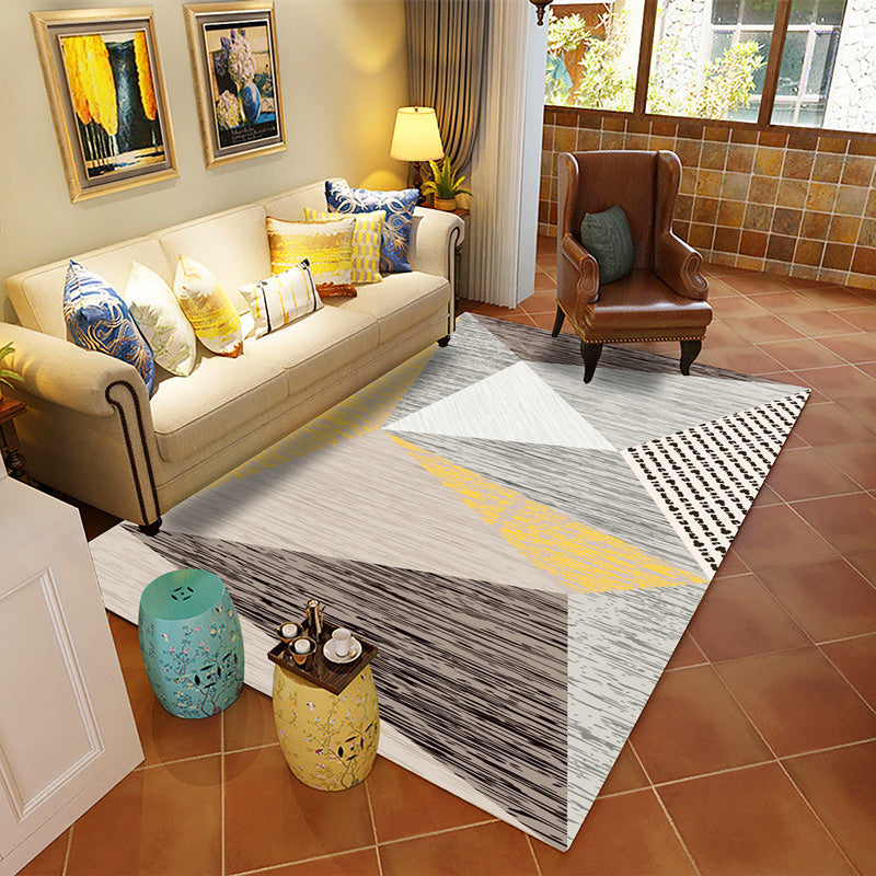 Creative Geometry Print Area Rug Polyester Indoor Carpet Pet Friendly Rug for Home Decoration