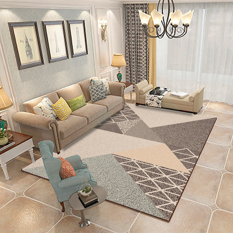 Creative Geometry Print Area Rug Polyester Indoor Carpet Pet Friendly Rug for Home Decoration