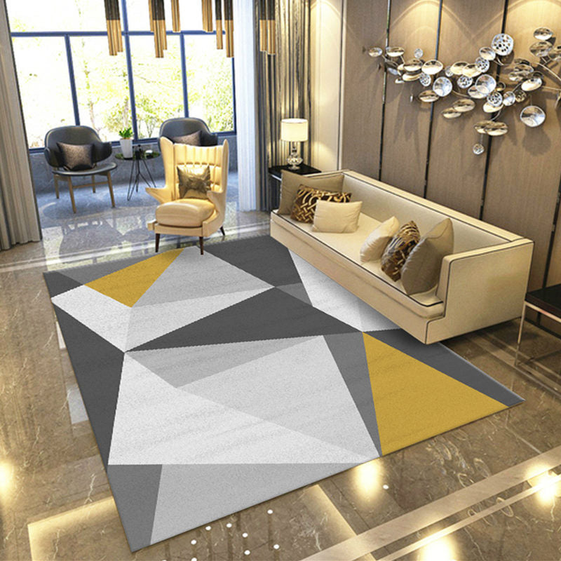 Creative Geometry Print Area Rug Polyester Indoor Carpet Pet Friendly Rug for Home Decoration