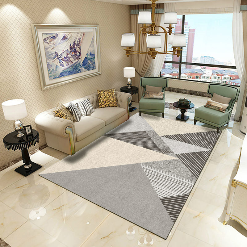 Creative Geometry Print Area Rug Polyester Indoor Carpet Pet Friendly Rug for Home Decoration