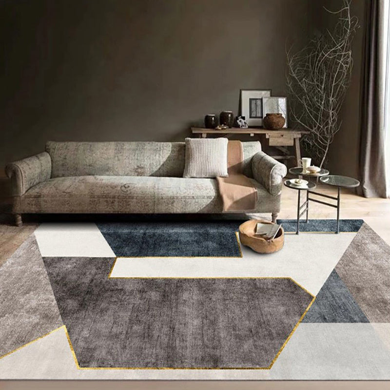 Creative Geometry Print Area Rug Polyester Indoor Carpet Pet Friendly Rug for Home Decoration