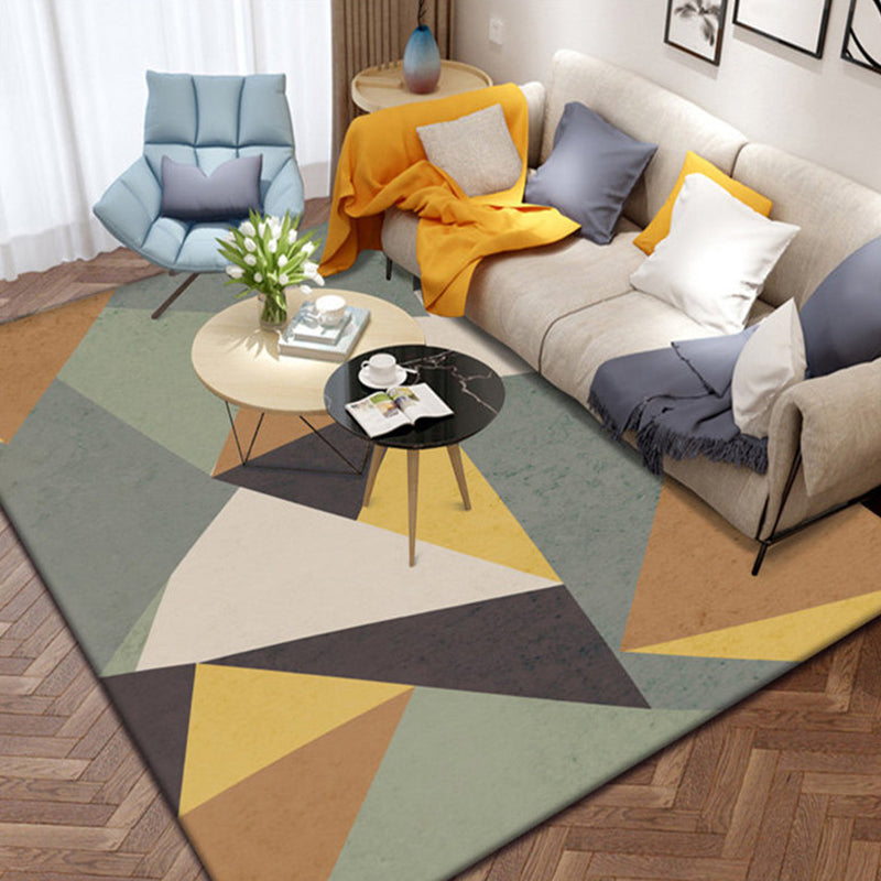 Creative Geometry Print Area Rug Polyester Indoor Carpet Pet Friendly Rug for Home Decoration