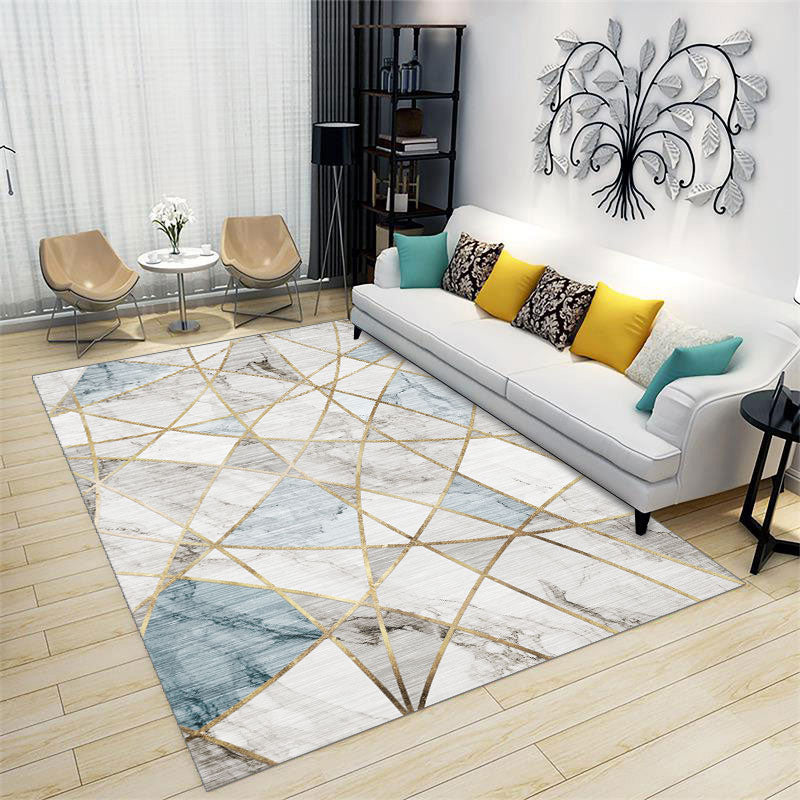 Creative Geometry Print Area Rug Polyester Indoor Carpet Pet Friendly Rug for Home Decoration